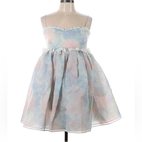Selkie Dress Rosebud Puff Babydoll Organza Pastel Lace Mini Watercolor NWT - Picture 7 of 7